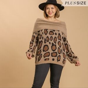 Leopard Print Off-Shoulder Sweater